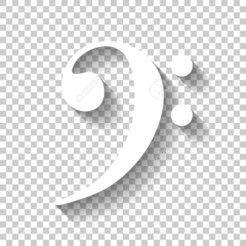 Bass Clef Icon. White Icon With Shadow On Transparent Background ...