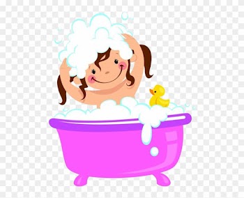 Bathing Bathtub Bubble Bath Clip Art - Girl Taking A Bath Cartoon
