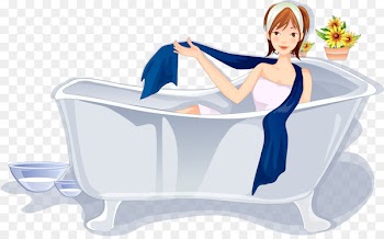 Bathing Bathtub Cartoon Illustration - Vector hand-painted bath 
