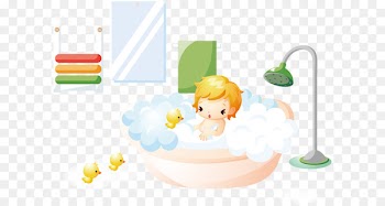 Bathing Child Illustration - Cute cartoon bath tubs, 