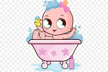 Bathing Infant Bubble bath Bathtub Shower - A baby with a duck's toy in the bathtub 