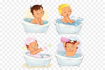 Bathing Stock illustration Illustration - 4 little babies in the bathtub 