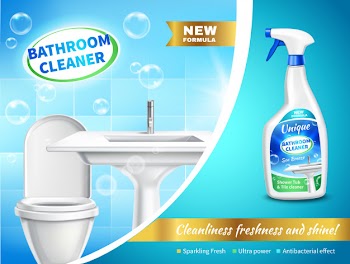 Bathroom cleaner advertising composition Free Vector