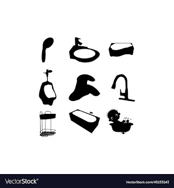 bathroom equipment collection set icon design