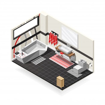 Bathroom futuristic interior isometric composition Free Vector