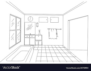 Bathroom interior hand drawing on a white vector image