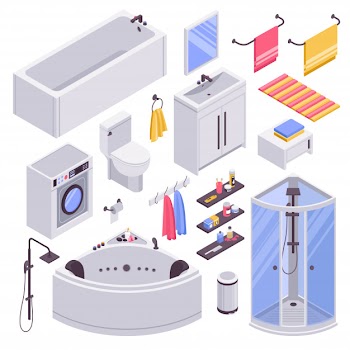 Bathroom isometric set Free Vector