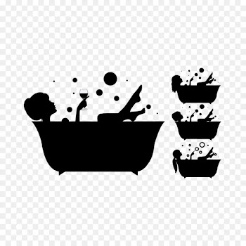 Bathtub Bathing Bathroom - Vector silhouette bath 