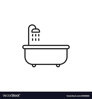 bathtub with shower line art icon