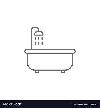 bathtub with shower line art icon