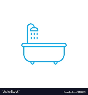 bathtub with shower line art icon