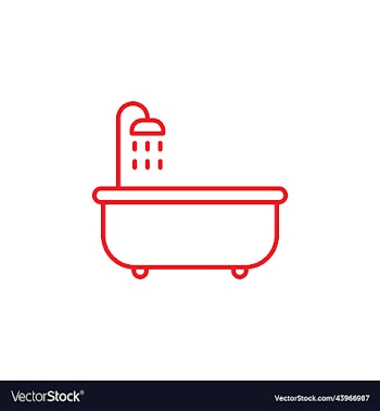 bathtub with shower line art icon