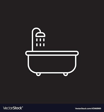 bathtub with shower line art icon