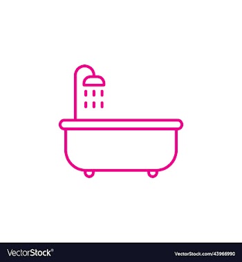 bathtub with shower line art icon