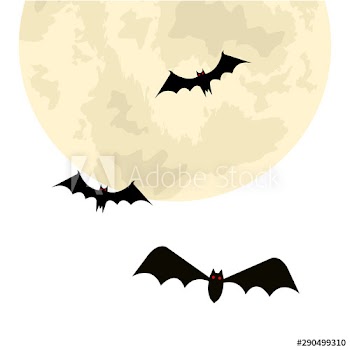 bats flying halloween with moon