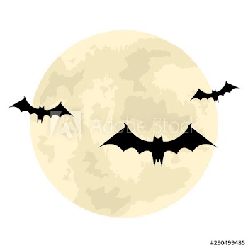 bats flying halloween with moon