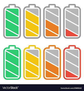 Battery charge indicators with low and high energy vector image