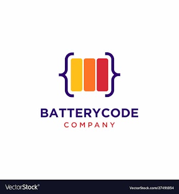 Battery code logo design vector image