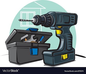  					Battery drill vector image														