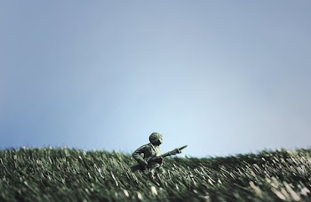Battling Soldier Toys In Grass