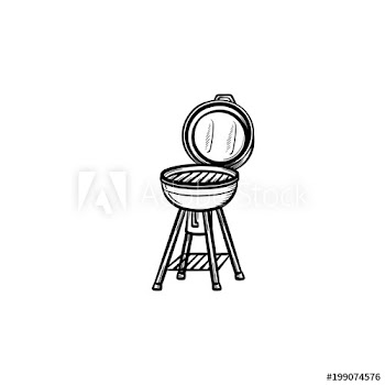 BBQ grill hand drawn outline doodle icon
