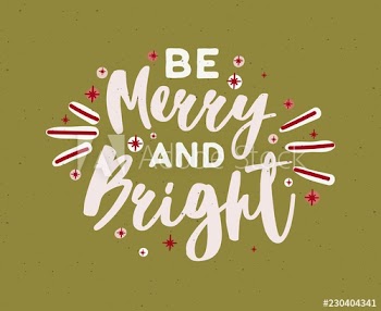 Be Merry And Bright wish written with elegant calligraphic script
