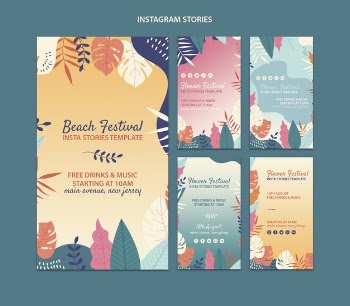 Beach festival instagram stories template collection Free Psd