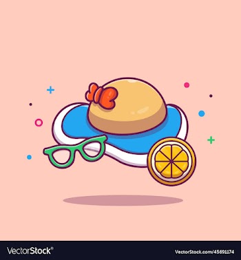 beach hat with glasses cartoon