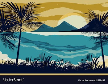 Beach on the evening vector image