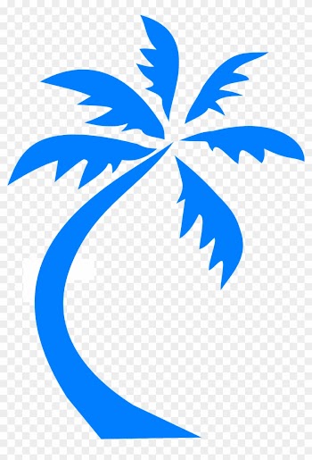 Beach, Palm Tree Palm Blue Silhouette Beach Tropi - Blue Palm Tree Logo