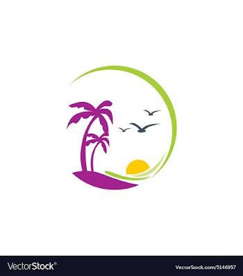  					Beach palm tree sunset tropic logo vector&nbsp;image														