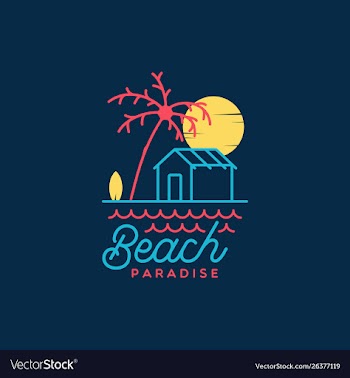 Beach paradise logo design vector image