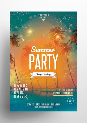 Beach Party Free PSD Flyer Template