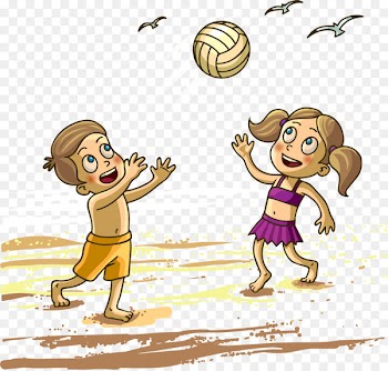 Beach Photography Illustration - Vector painted playing volleyball 