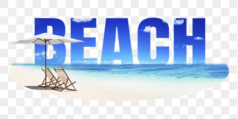 Beach png word sticker, blue | Free PNG - rawpixel