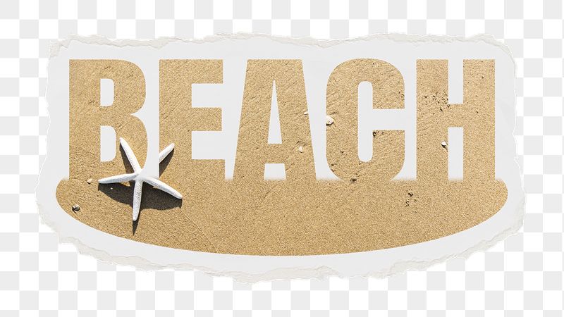 Beach png word sticker, ripped | Free PNG - rawpixel