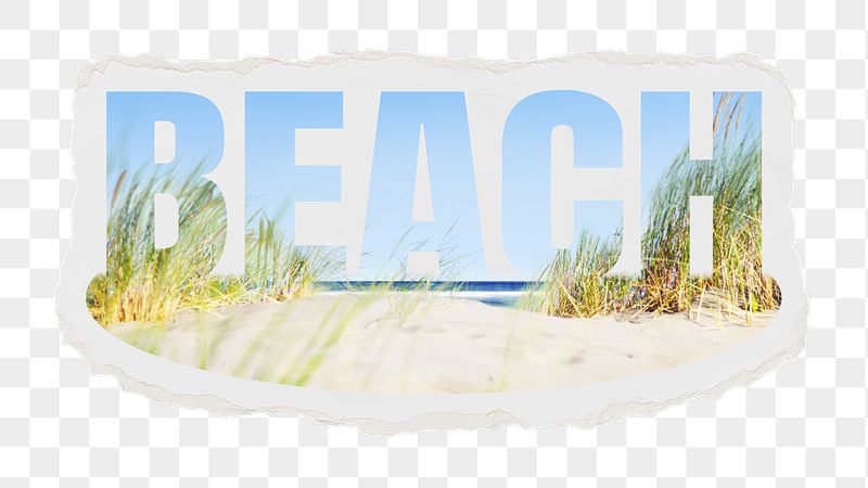 Beach png word sticker, ripped | Free PNG - rawpixel
