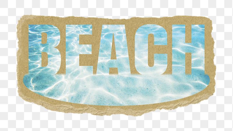 Beach png word sticker, ripped | Free PNG - rawpixel