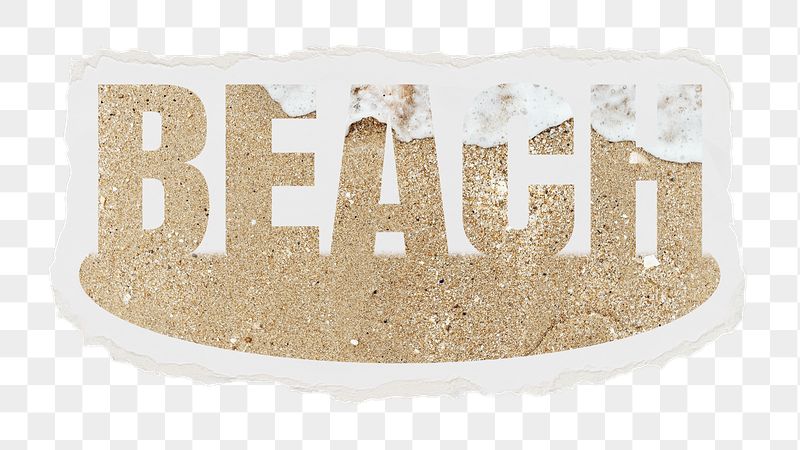 Beach png word sticker, ripped | Free PNG - rawpixel