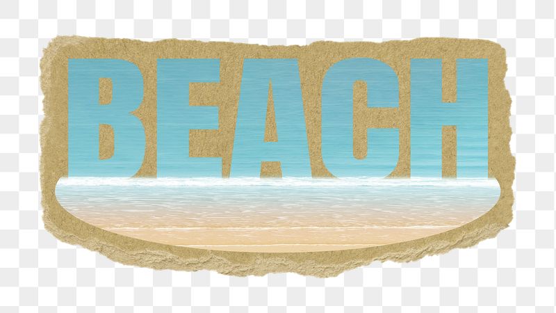 Beach png word sticker, ripped | Free PNG - rawpixel