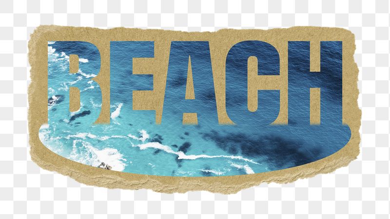 Beach png word sticker, ripped | Free PNG - rawpixel