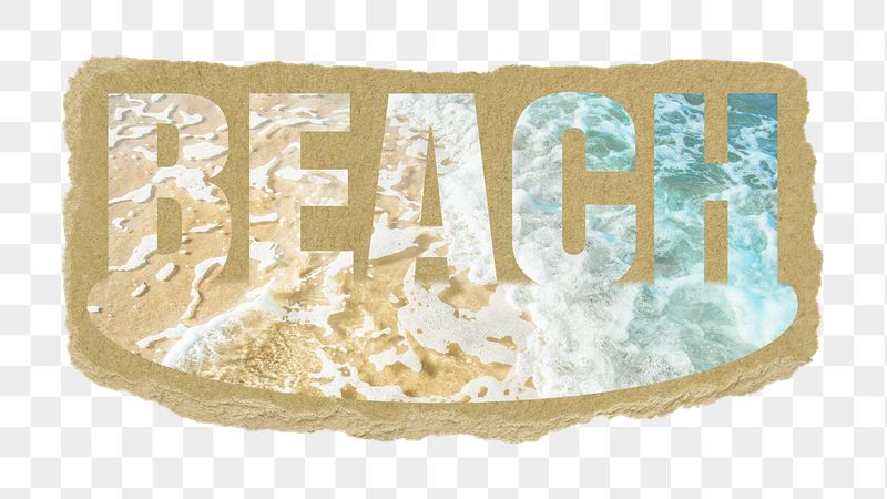 Beach png word sticker, ripped | Free PNG - rawpixel