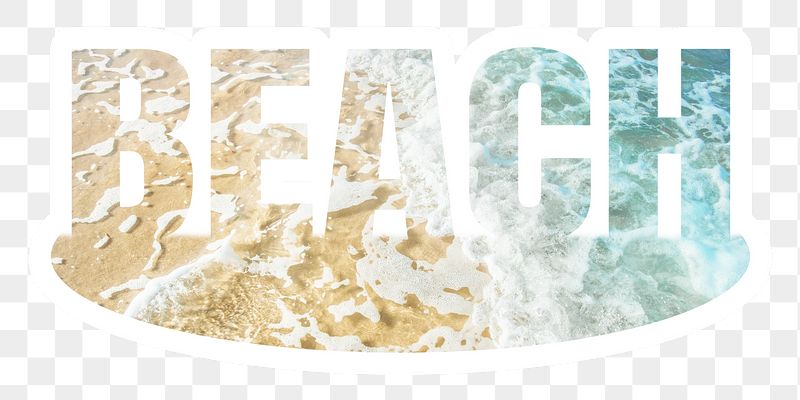 Beach png word sticker, white | Free PNG - rawpixel