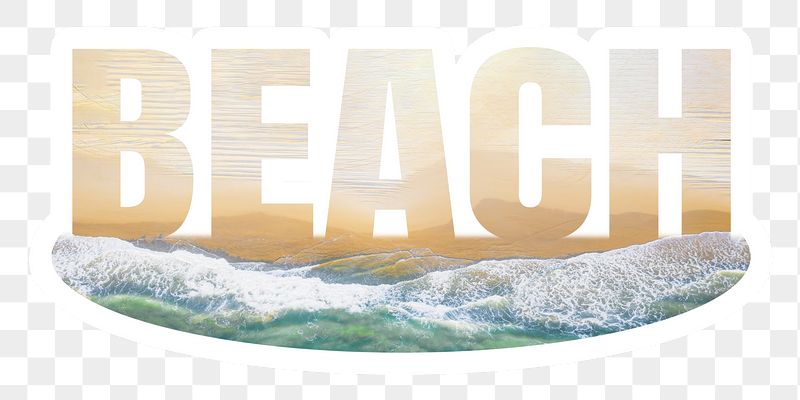 Beach png word sticker, white | Free PNG - rawpixel