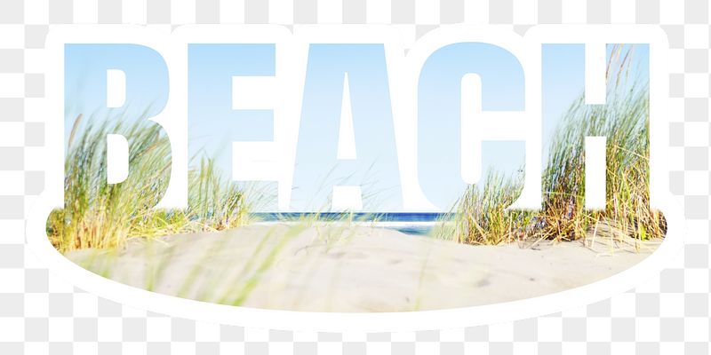 Beach png word sticker, white | Free PNG - rawpixel