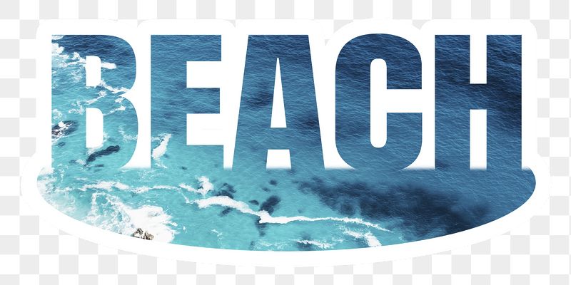 Beach png word sticker, white | Free PNG - rawpixel
