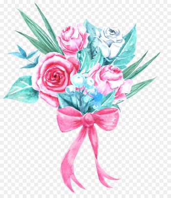 Beach rose Flower bouquet - Hand painted a bouquet of flowers Rose bows 