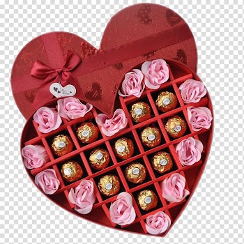 Beach rose Gift, Pink roses and chocolate gift box transparent background PNG clipart