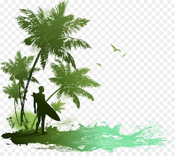 Beach Seaside resort Silhouette Drawing - Great fresh palm beach 