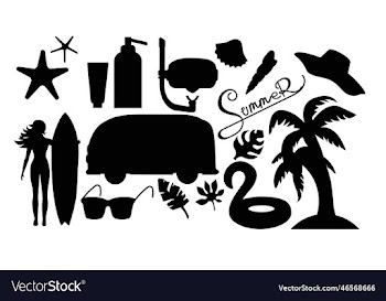 beach silhouette set